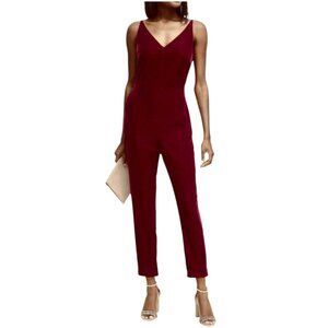 Banana Republic Strappy Velvet Cropped Jumpsuit In Claret Red Sz 0